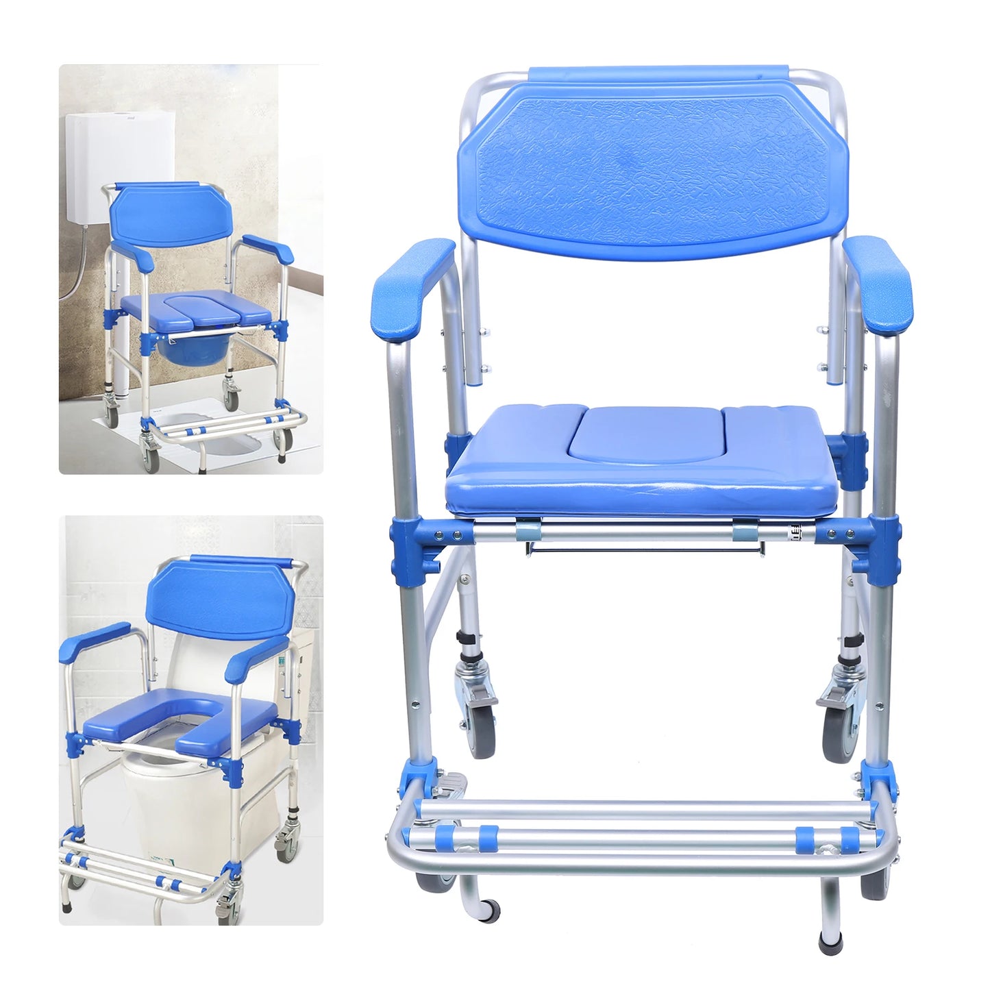 3-in-1 Foldable Shower Wheelchair