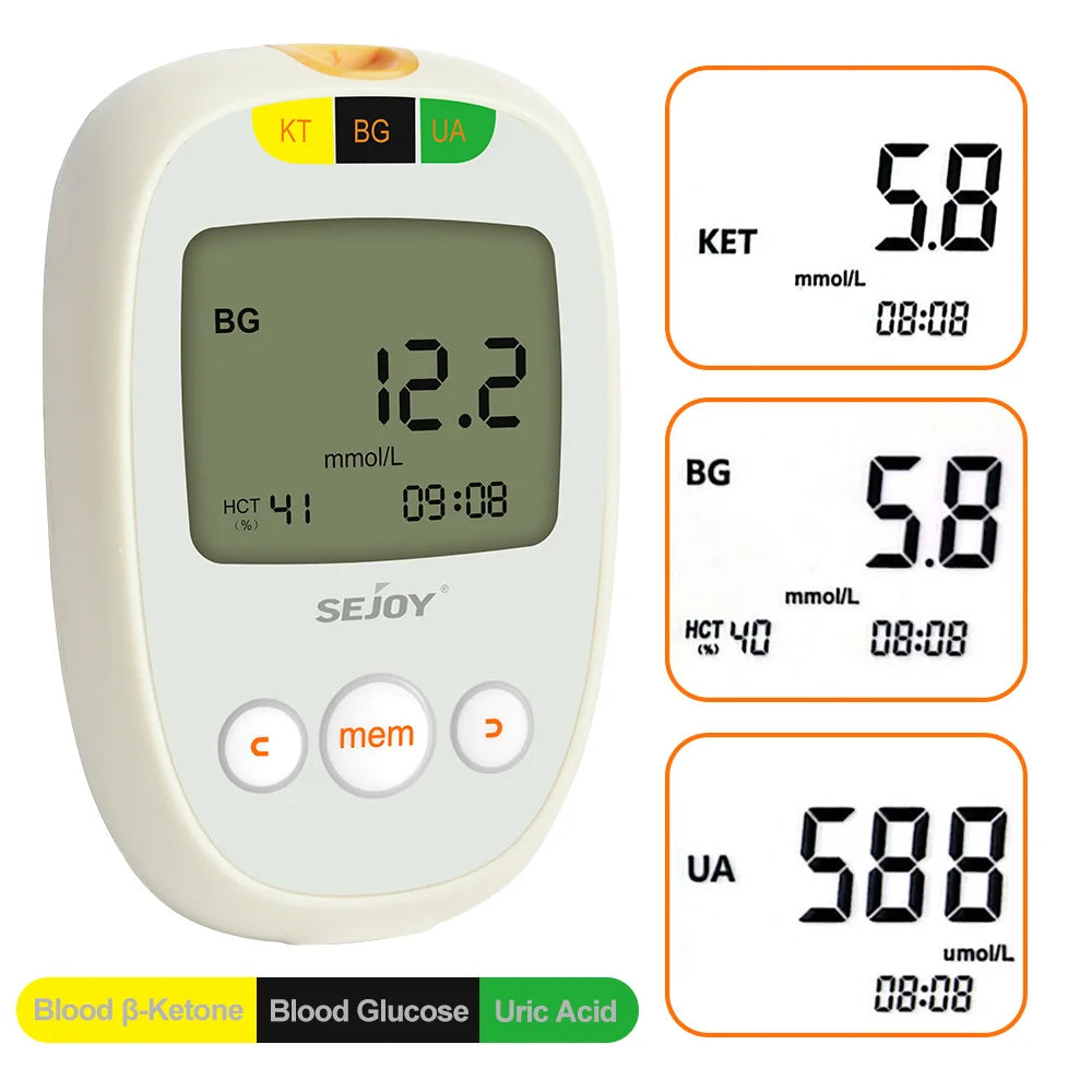 Glucose & Ketone Uric Acid Testing Meter Kit