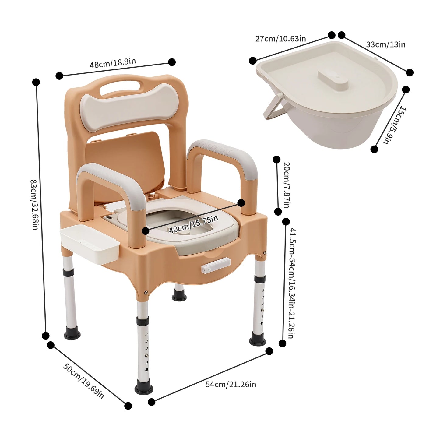 Bedside Commode Toilet Chair with Sensor Light