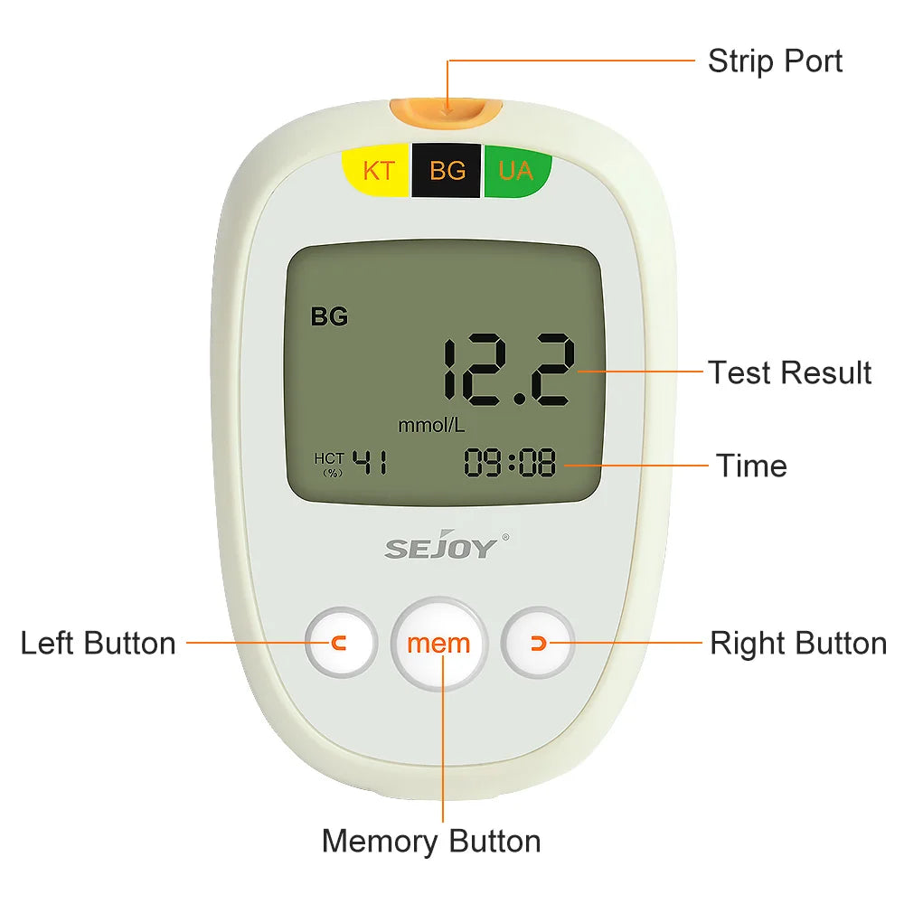 Glucose & Ketone Uric Acid Testing Meter Kit