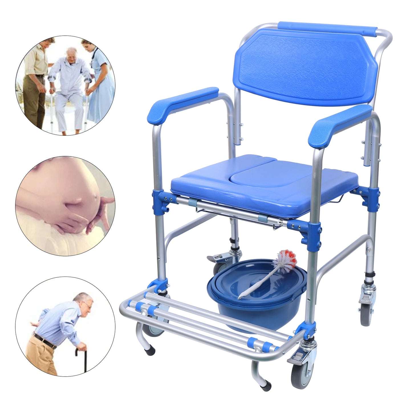 3-in-1 Foldable Shower Wheelchair