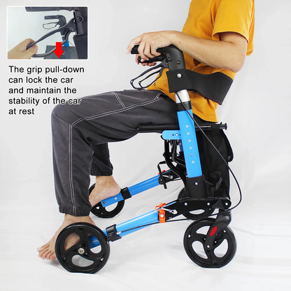 Upgraded Thumb Press Rollator Walker with Storage Bag